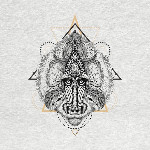 Baboon in aztec style by fears